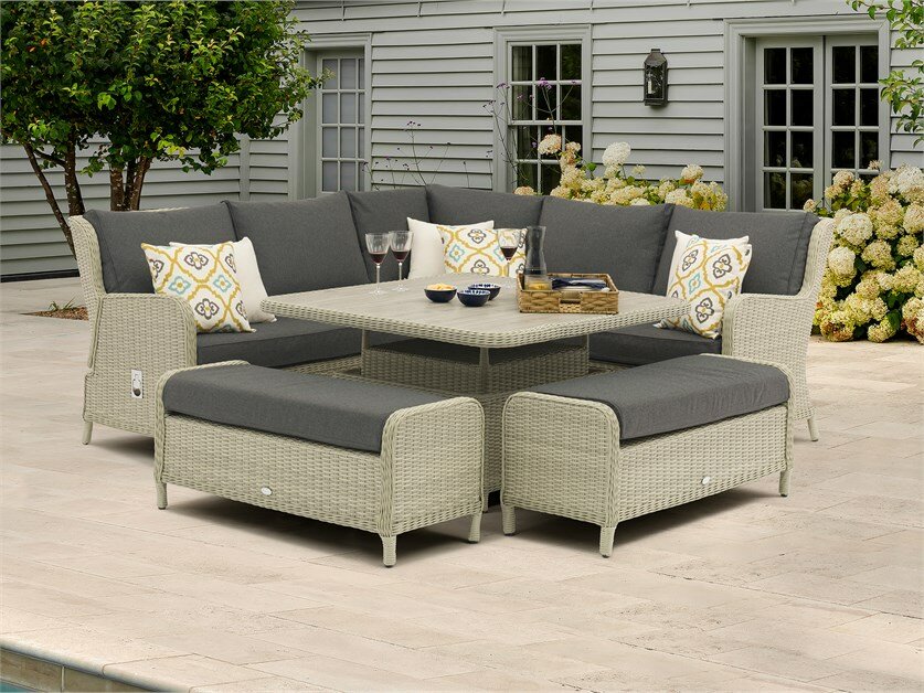 Bramblecrest Chedworth Dove Grey Rattan Reclining Corner Sofa